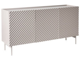 Wyld And Coco Novalux Three Door Sideboard, Light Beige Mdf Cabinet With Slim Metal Legs, W150 X D40 X H77Cm - thumbnail 3