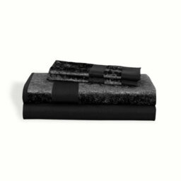 Casabella Luxury Crushed Velvet Panel Band Duvet Cover Sets With Pillow Case King Duvet Cover Bedding Set Black - thumbnail 5