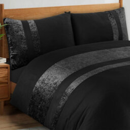 Casabella Luxury Crushed Velvet Panel Band Duvet Cover Sets With Pillow Case King Duvet Cover Bedding Set Black