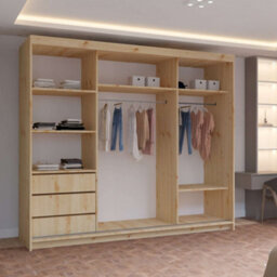 M N Furniture Ltd Prism Spacious 3-Door Sliding Mirror Wardrobe Available In White, Oak, Cashmere, Artisan Colors  - Artisan 250Cm - thumbnail 3