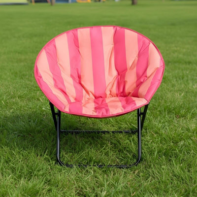Ohs Stripe Moon Camping Chair Round Folding Outdoor Garden Seat - image 1