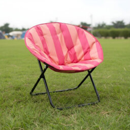 Ohs Stripe Moon Camping Chair Round Folding Outdoor Garden Seat - thumbnail 2