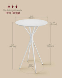 Songmics Modern Circular Bar Table, Sleek Cocktail Stand For Home And Kitchen, Cloud White And Matte White - thumbnail 2