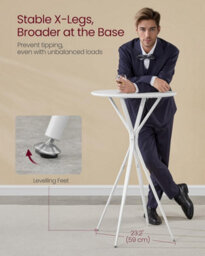 Songmics Modern Circular Bar Table, Sleek Cocktail Stand For Home And Kitchen, Cloud White And Matte White - thumbnail 5