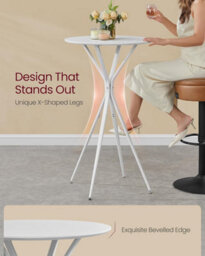 Songmics Modern Circular Bar Table, Sleek Cocktail Stand For Home And Kitchen, Cloud White And Matte White - thumbnail 4