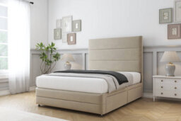 "Sloomy Monaco Almond Coniston Divan Bed 2 Drawers Left Side-26"" Strutted Headboard & 12"" Footboard 4' Small Double" - thumbnail 3