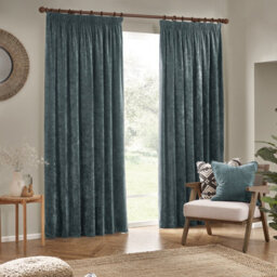 Yard Heavy Chenille Velvet Room Darkening Pencil Pleat Curtain Pair Marine (W)117Cm X (D)183Cm - thumbnail 2
