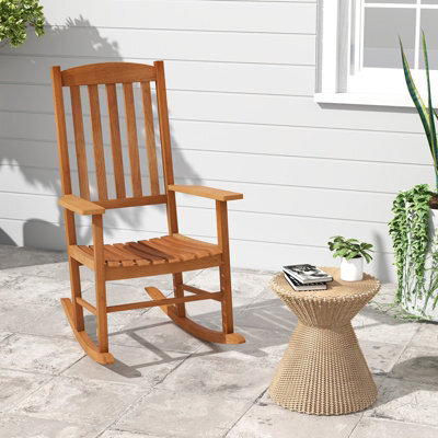 Costway Garden Rocking Chair Eucalyptus Wood Chair Patio Slatted Rocker - image 1