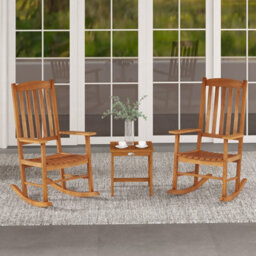 Costway Garden Rocking Chair Eucalyptus Wood Chair Patio Slatted Rocker - thumbnail 6