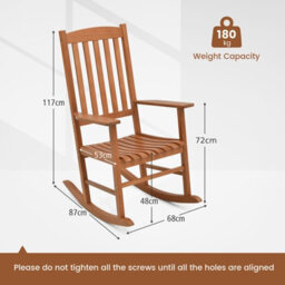 Costway Garden Rocking Chair Eucalyptus Wood Chair Patio Slatted Rocker - thumbnail 3