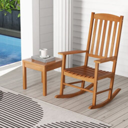Costway Garden Rocking Chair Eucalyptus Wood Chair Patio Slatted Rocker - thumbnail 4