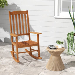 Costway Garden Rocking Chair Eucalyptus Wood Chair Patio Slatted Rocker - thumbnail 1