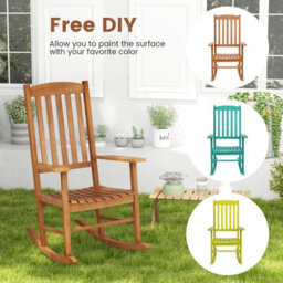 Costway Garden Rocking Chair Eucalyptus Wood Chair Patio Slatted Rocker - thumbnail 9