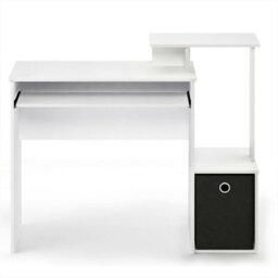 Walplus Furinno Econ Multipurpose Home Office Computer Writing Desk W/bin, White/black - thumbnail 5