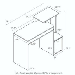 Walplus Furinno Econ Multipurpose Home Office Computer Writing Desk W/bin, White/black - thumbnail 6