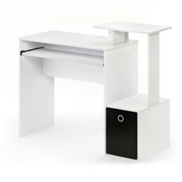 Walplus Furinno Econ Multipurpose Home Office Computer Writing Desk W/bin, White/black - thumbnail 4