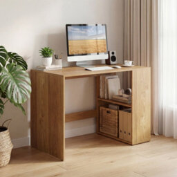 Gainoom Writing Desk Modern Wooden Office Desk With Ample Legroom Compact Computer Workstation For Small Spaces Natural - thumbnail 9