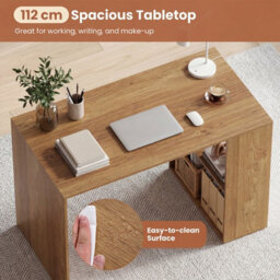 Gainoom Writing Desk Modern Wooden Office Desk With Ample Legroom Compact Computer Workstation For Small Spaces Natural - thumbnail 7
