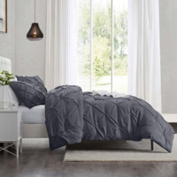 Ameha Pintuck Duvet Cover With Pillowcase Anti-Allergic & Breathable Microfiber Pinch Pleat Diamond Grey Double 200X200Cm - thumbnail 5