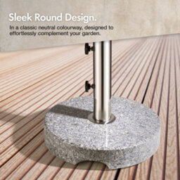 Vonhaus Parasol Base 22Kg, Heavy Duty Umbrella Stand Holder With 3 Pole Adaptors, Carry Handles, 2 Locking Screws, Granite Effect - thumbnail 4