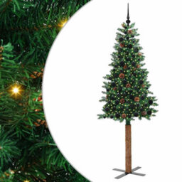 Vidaxl Slim Christmas Tree Green 210 Cm Pvc And Solid Pine Wood - thumbnail 2