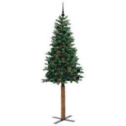 Vidaxl Slim Christmas Tree Green 210 Cm Pvc And Solid Pine Wood - thumbnail 4