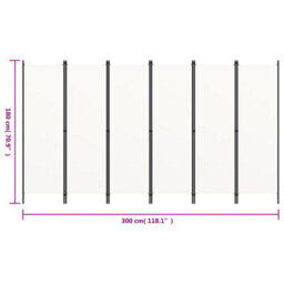 Vidaxl 6-Panel Room Divider White 300X180 Cm Room Dividers - thumbnail 3