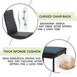 Kosy Koala Modern Dining Set With 4 Black Faux Leather Chairs With Ehite Side Stripps Dining  Furniture - thumbnail 6