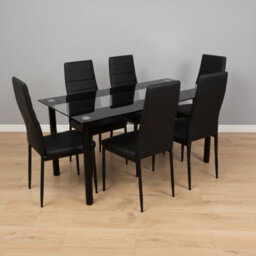 Kosy Koala Modern Dining Set With 4 Black Faux Leather Chairs With Ehite Side Stripps Dining  Furniture - thumbnail 1