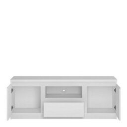 Wyld Haus Hemingway 136Cm White Wooden 2-Door 1-Drawer Wide Tv Cabinet - thumbnail 3