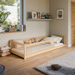 Arte Solid Wood Single Bed Pedro Eu Single - Floor-Hugging Pine Frame With All-Side Safety Spindles & Slat Kit Included - thumbnail 1