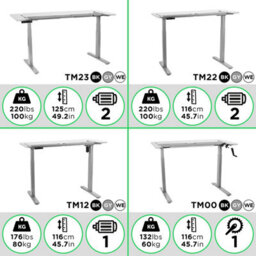 Duronic Tm12 Bk Sit Stand Desk Frame, Height Adjustable, Memory Function, Electric Single Motor/2 Stage - Base Frame Only - Black - thumbnail 7