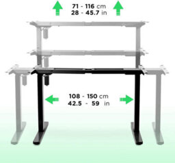 Duronic Tm12 Bk Sit Stand Desk Frame, Height Adjustable, Memory Function, Electric Single Motor/2 Stage - Base Frame Only - Black - thumbnail 3