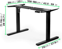 Duronic Tm12 Bk Sit Stand Desk Frame, Height Adjustable, Memory Function, Electric Single Motor/2 Stage - Base Frame Only - Black - thumbnail 2