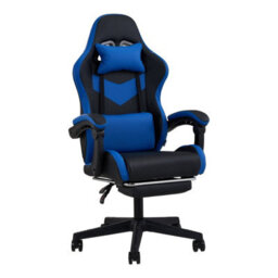 Thehotsale Ergonomic Gaming Chair With Footrest And Usb Massage Lumbar Support, Blue And Black - thumbnail 2