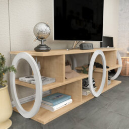 Decorotika Fale Tv Stand Tv Unit For Tvs Up To 60 Inch Sapphire Oak And White - thumbnail 3