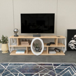 Decorotika Fale Tv Stand Tv Unit For Tvs Up To 60 Inch Sapphire Oak And White