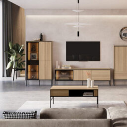 Arte Elegant Oak Linear Tv Cabinet H620mm W1670mm D410mm - Modern Design With Led Lighting - thumbnail 4