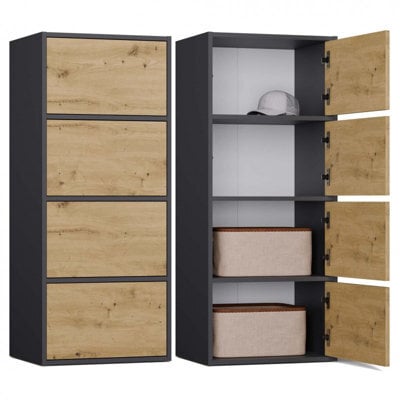 Storage Cabinet Topeshop Alma Anthracite And Artisan 4 Door 50 X 119 X 40 Cm - image 1