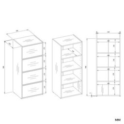 Storage Cabinet Topeshop Alma Anthracite And Artisan 4 Door 50 X 119 X 40 Cm - thumbnail 5