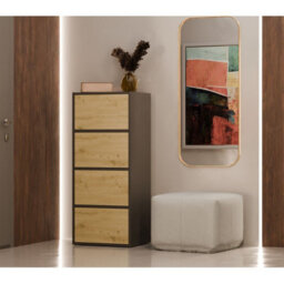 Storage Cabinet Topeshop Alma Anthracite And Artisan 4 Door 50 X 119 X 40 Cm - thumbnail 4