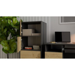 Storage Cabinet Topeshop Alma Anthracite And Artisan 4 Door 50 X 119 X 40 Cm - thumbnail 3
