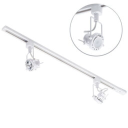 Litecraft Greenwich White 2 Head 1M Straight Kitchen Track Light With Led Bulbs