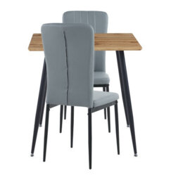 Hallowood Furniture Cullompton Small Rectangular Dining Table 80Cm With 2 Faux Leather Grey Chairs - thumbnail 8