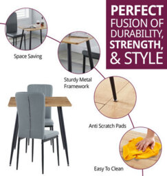 Hallowood Furniture Cullompton Small Rectangular Dining Table 80Cm With 2 Faux Leather Grey Chairs - thumbnail 2