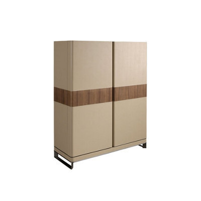 Angel Cerda Elegant High Sideboard In Leather, Walnut, And Polished Steel - image 1