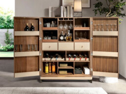 Angel Cerda Elegant High Sideboard In Leather, Walnut, And Polished Steel - thumbnail 4