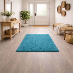 Uetian Super Soft Teal Blue Shaggy Rug Deep 5Cm Pile Cosy Floor Rug For Home (80X150) - thumbnail 1