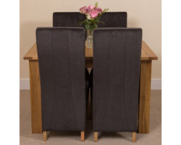 That's Furniture Hampton 120Cm - 160Cm Oak Extending Dining Table And 4 Chairs Dining Set With Lola Black Fabric Chairs - thumbnail 2