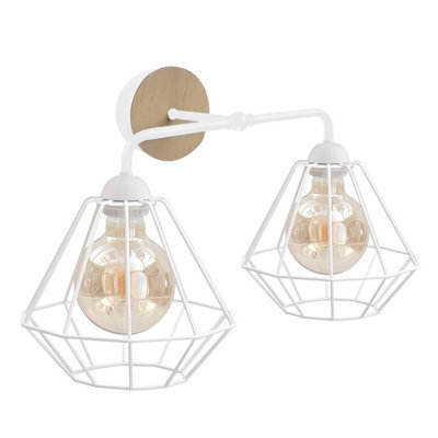 Luminosa Lighting Luminosa Foskal Wall Lamp White, Wood, 24Cm, 2X E27